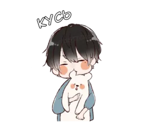 😽 02c1db18 кусь 动漫, 男孩, 兔子, 可爱 telegram sticker