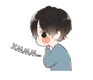 🧐 17f315b7 xmmm... 动漫, 男孩, 思考, 可爱 telegram sticker