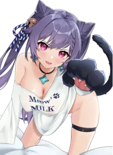 😸 7f1971b2 Meow MILK anime, cat girl, milk, meow, sexy, cute, kawaii telegram sticker