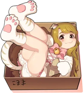 😸 b07b4ca1 こまた cat, box, anime, cartoon, kawaii, animal, cute telegram sticker