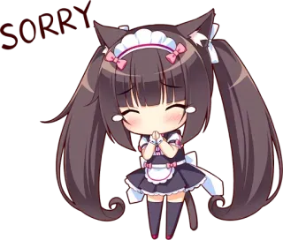 🙏 0b9965ac SORRY アニメ, 猫耳, 謝罪, 可愛い, かわいい, 猫 telegram sticker
