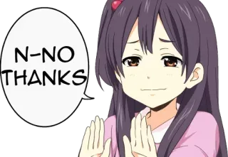 😅 6db9bbaa N-NO THANKS アニメ, 女の子, 反対, いいえ, ありがとう, かわいい telegram sticker