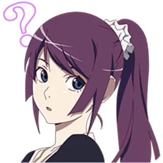 ❓ fbb58eee アニメ, はてなマーク, 困惑, 女性, 好奇心 telegram sticker