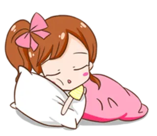 🤝 6ccac4c9 นอนหลับ, หมอน, การ์ตูน, ผู้หญิง, น่ารัก whatsapp sticker