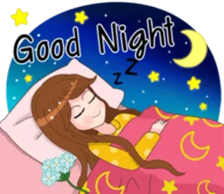 ☠️ 756c057d Good Night ราตรีสวัสดิ์, นอนหลับ, พระจันทร์, ดาว whatsapp sticker