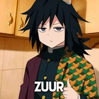 👍 c8ee0089 Giyu Tomioka Demon Slayer ZUUR Anime, Personage, Giyu Tomioka, Demon Slayer, Duim omhoog, Sticker telegram sticker