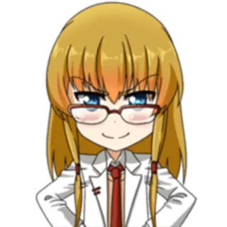 😏 3e549f1c anime, kartun, karakter, gadis, kacamata, jas lab telegram sticker