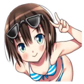 ✌ 41746edb Anime, Gadis, Bikini, Musim panas, Imut, Kartun telegram sticker