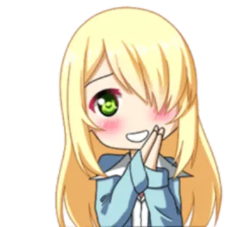 😁 43f99551 Anime, Gadis, Imut, Chibi, Rambut pirang, Tersenyum telegram sticker