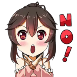 ❌ ab85a165 NO! Anime, Gadis, Tidak, Larangan, Tangan menyilang, Penolakan telegram sticker