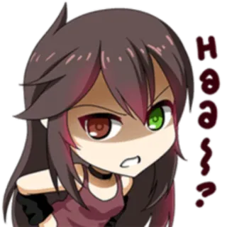😠 ede8c403 หรอ~? gaya anime, kartun, gadis, pertanyaan telegram sticker