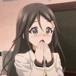 😱 1a1e63ab anime, girl, surprised, cute, long hair, blushing, cartoon whatsapp sticker