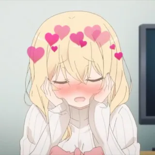 😌 46bf6a0b anime, girl, hearts, cute, blush, kawaii whatsapp sticker