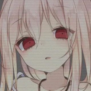 😕 91465152 anime, girl, sad, red eyes, character whatsapp sticker
