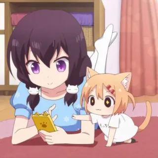 🐱 f76555fd anime, girl, cat, cute, kawaii, cartoon whatsapp sticker