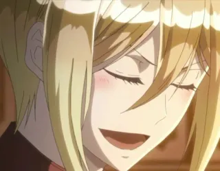 😏 67c481a8 Anime, Gadis, Pirang, Tersenyum, Karakter whatsapp sticker