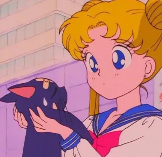 😶 2f736cc7 Sailor Moon Аниме, Мультфильм, Кот, Грустный, Манга, Девочка-волшебница telegram sticker