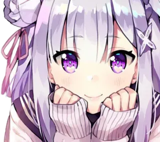 😊 5e5c3a62 Аниме, Девушка, Милый, Фиолетовые глаза, Цифровое искусство telegram sticker