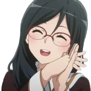 😊 656c5e37 动漫, 女孩, 眼镜, 微笑 telegram sticker