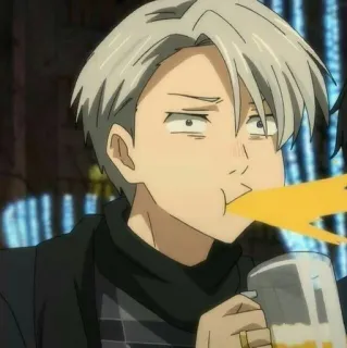 🤮 93fc7b63 Viktor Nikiforov Yuri!!! on Ice Anime, Desenho animado, Bebendo, Cerveja, Viktor Nikiforov telegram sticker