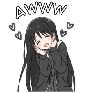 😍 2cbccb64 AWWW dziewczyna anime, urocze, kawaii, serca, adorujące telegram sticker