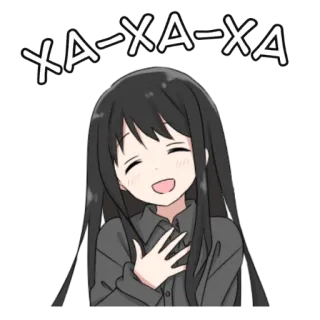 😁 6c59aa52 XA-XA-XA Anime, Dziewczyna, Śmiech, Szczęśliwa, Uroczy telegram sticker