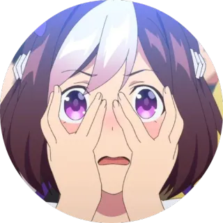 😄 e2466617 애니메이션, 여자, 눈, 얼굴, 보라색 눈, 표정 telegram sticker