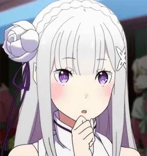 🤔 96099aa3 Emilia Re:Zero 애니, 귀여운, 여자, 카와이, 리제로, 에밀리아 telegram sticker