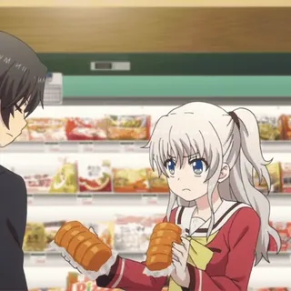 😤 9dc99026 anime, girl, food, shopping, grocery store, snack telegram sticker