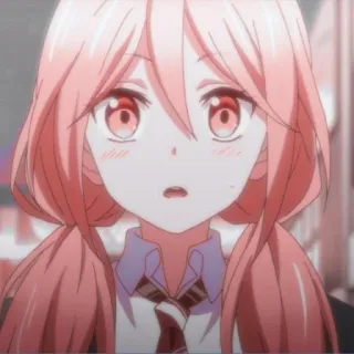 😳 2efa0efd anime, gadis, rambut pink, mata merah, imut, seragam sekolah telegram sticker