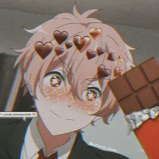 💈 56fb3e15 I LOVE CHOCOLATE! Anime, Cokelat, Hati, Lucu, Makanan, Makanan penutup telegram sticker