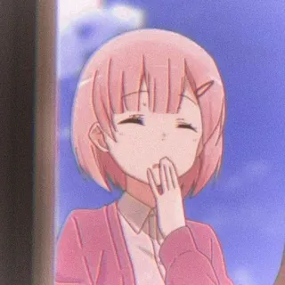 🤭 9652feb1 anime, gadis, rambut merah muda, kartun, imut telegram sticker