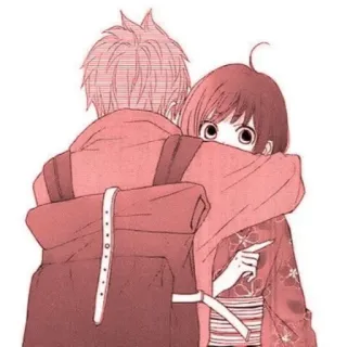 🤗 e5b9295a Anime, Manga, Pasangan, Pelukan, Ransel, Kartun, Ilustrasi telegram sticker