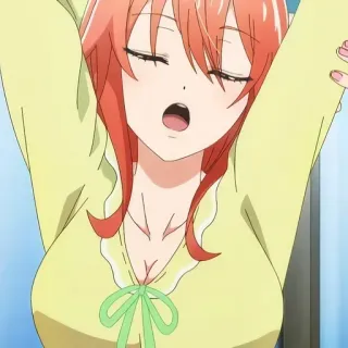 ❤️ 40e36a48 Fille anime, Cheveux orange, Bâillement, Mignon, Matin, Étirement, Dessin animé telegram sticker