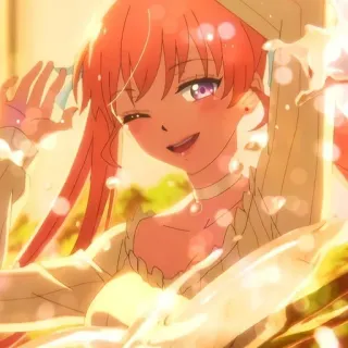 ❤️ 6ff212fc Anime, Fille, Clin d'oeil, Cheveux orange, Dessin animé, Personnage telegram sticker