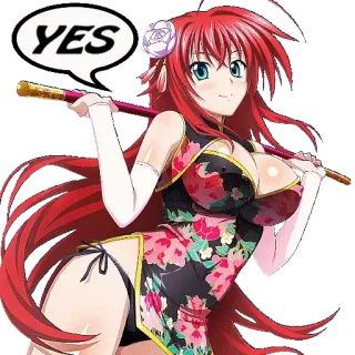❤️ ece480ca YES animé, cheveux roux, femme, oui telegram sticker