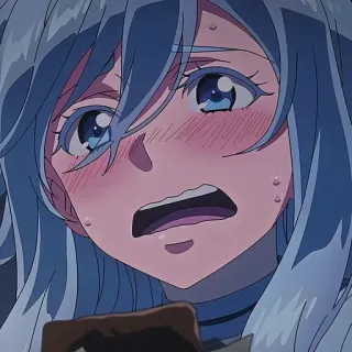 ❤️ f6172187 animé, fille, effrayée, pleurs, cheveux bleus, sueur telegram sticker