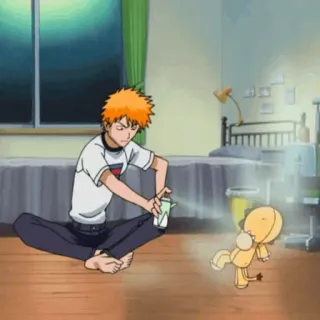 🍁 38bfb2f1 Ichigo Kurosaki Bleach Anime, Ichigo Kurosaki, Bleach, Kon, Boneka, Tekanan Spiritual whatsapp sticker