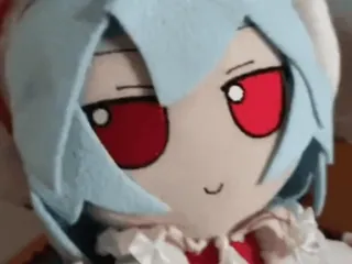 🔫 1103bff3 pelúcia, boneca, anime, mangá, olhos vermelhos, cabelo azul, fofo telegram sticker