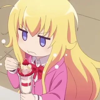 🖤 5f99d1d6 アニメ, 女の子, 金髪, パフェ, デザート, 可愛い whatsapp sticker