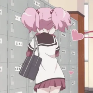 🖤 c3009473 アニメ, 女子高生, ロッカー, ハート, かわいい whatsapp sticker
