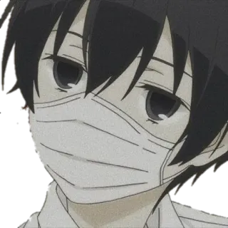 😷 187fa5ac Аниме, Больной, Персонаж, Маска, Грустный, Манга, Раненый telegram sticker