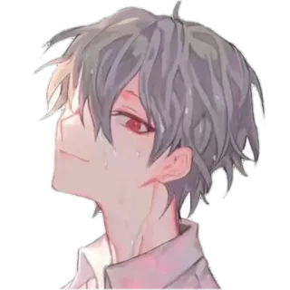 🙂 5f932174 Аниме, Парень, Серые волосы, Красные глаза, Персонаж, Иллюстрация telegram sticker