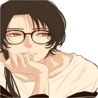 🤔 6040059b Аниме, Очки, Думает, Мужской, Персонаж telegram sticker