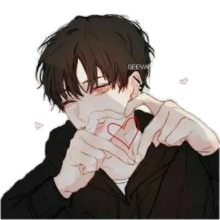 ❤️ 657a3b68 SEEVAN Аниме, Парень, Любовь, Сердце, Руки telegram sticker