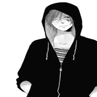 😉 8ecc5f2e Аниме, Персонаж, Худи, Сердце, Черно-белый telegram sticker
