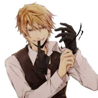 😈 adda509f Аниме, Персонаж, Мужской, Перчатки, Ухмылка telegram sticker