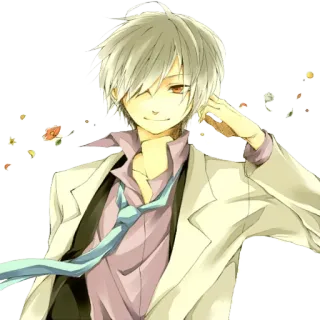 🍂 ff22908d Аниме, Манга, Парень, Белые волосы, Цветы, Галстук telegram sticker