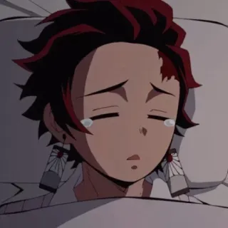 🤕 2ef1200d Tanjiro Kamado Demon Slayer 动漫, 漫画, 鬼灭之刃, 炭治郎, 哭泣, 悲伤, 角色 whatsapp sticker