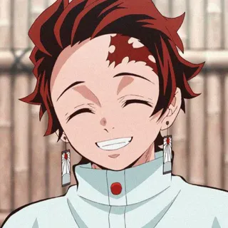 😇 b5fb0110 Tanjiro Kamado Demon Slayer 动漫, 鬼灭之刃, 炭治郎, 漫画, 微笑, 快乐 whatsapp sticker